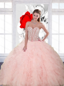 Custom Made Sequins and Ruffles Sweetheart Quinceanera Dresses for 2015 Spring