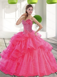 Custom Made Sweetheart 2015 Spring Quinceanera Dress with Beading
