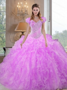 Custom Made  Sweetheart Beading and Ruffles Lilac Sweet 16 Dresses for 2015