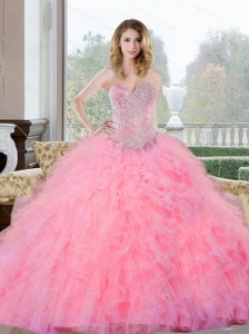 Unique Beading and Ruffles Sweetheart Quinceanera Gown for 2015