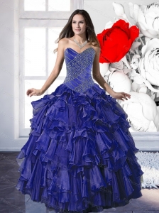 Perfect  2015 Appliques and Ruffles Quinceanera Dresses in Royal Blue