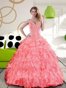 Pretty Sweetheart 2015 Quinceanera Dress with Beading and Ruffles