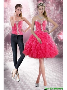 2015 Pretty and Detachable Sweetheart Prom Dress with Beading and Ruffles
