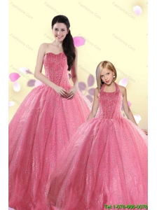 Simple Sweetheart Sequins Princesita Dress in Rose Pink For 2015