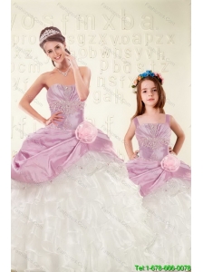 2015 Appliques and Ruffles Lilac Princesita Dress with Hand Made Flowers