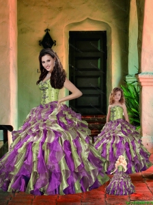 Fashionable Sweetheart Appliques and Ruffles Princesita Dress in Multi-color
