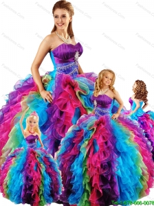 2015 Most Popular Strapless Multi-color Princesita Dresses with Appliques and Ruffles