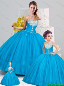 Elegant Sweetheart Aqua Blue 2015 Princesita Dresses with Beading