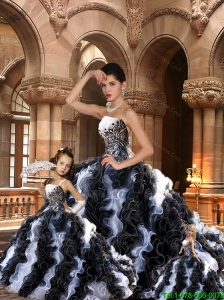 2015 Fashionable Black and White Dresses with Ruffles for Princesita
