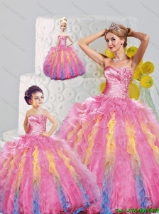 Fashionable Sweetheart Appliques and Ruffles Multi-color Dresses for Princesita