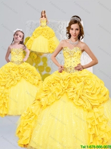 Popular Sweetheart Yellow Dresses for Princesita with Beading