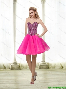 Beautiful A Line Beading Sweetheart Prom Dress in Hot Pink