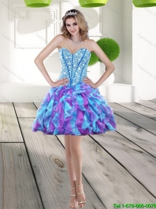 Popular 2015 Beading and Ruffles A Line Prom Dress in Multi Color