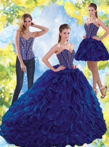 Classical Beading and Ruffles Sweetheart Ball Gown Quinceanera Dresses for 2015