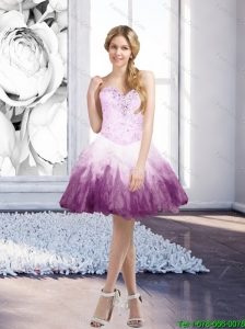 Romantic Multi Color Short Prom Dress with Beading and Ruffles for 2015