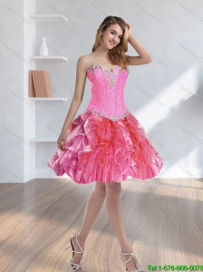 2015 New Style Beading and Ruffles Multi Color Prom Dresses