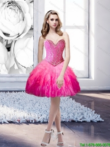 2015 Popular Sweetheart Beading and Ruffles Prom Dress in Multi Color