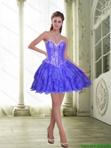 Beautiful Beading and Ruffles Short Lavender 2015 Prom Dress