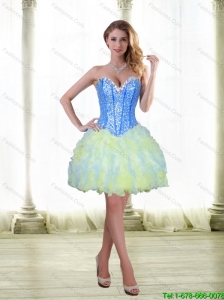 Romantic 2015 Beading and Ruffles Short Prom Dress with Sweetheart