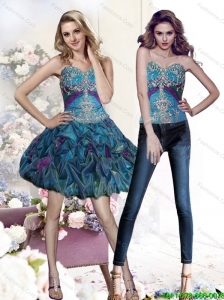 2015 Detachable Appliques and Pick Ups Multi Color Prom Dress