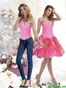 Detachable Multi Color Prom Dress with Beading and Ruffles for 2015