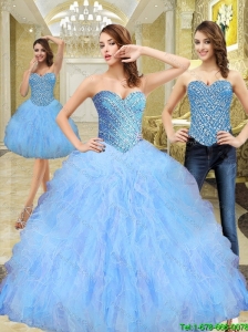 2015 Beautiful Beading and Ruffles Sweetheart 15 Quinceanera Dresses in Multi Color