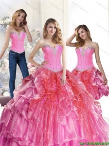 2015 Popular Multi Color 15 Quinceanera Dresses  with Beading and Ruffles