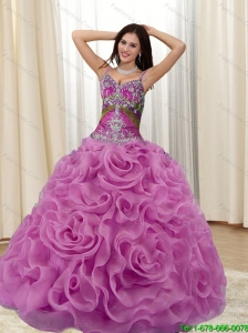 Elegant Appliques and Rolling Flowers Multi Color 15 Quinceanera Dresses