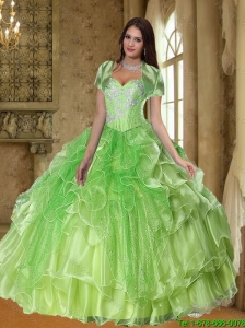 Unique Lime Green 15 Quinceanera Dresses  with Beading and Ruffles