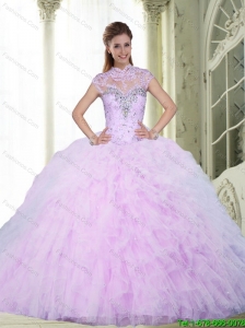 2015 Perfect Ball Gown Quinceanera Dresses with Beading and Ruffles