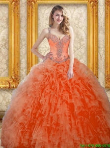 Perfect Orange Red Quinceanera Dresses with Beading