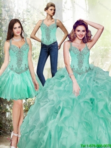 Brand New Beading and Ruffles Sweet 16 Dresses in Apple Green