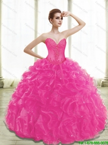Puffy Fuchsia Quinceanera Dresses with Appliques and Ruffles