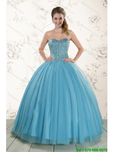 Brand New Style Ball Gown Beaded Sweet 16 Dress in Baby Blue