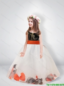 New Style Gown Scoop Belt Camo Little Girl Pageant Dresses