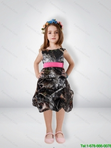 New Style Knee Length Camo Little Girl Pageant Dresses with Sashes