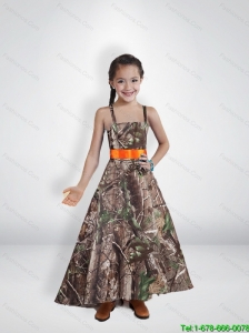 New Style Princess Straps Camo Little Girl Pageant Dresses with Belt
