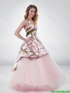Wonderful Princess Halter Top 2015 New Wedding Dress with Belt