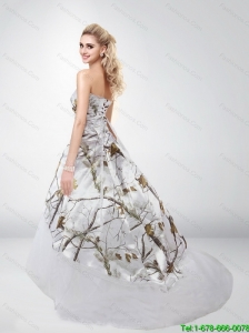 Fashionable Strapless 2015 New Wedding Dresses with Brush Train