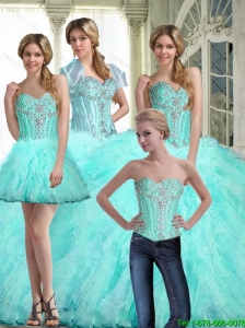 Luxurious Ball Gown Sweetheart Quinceanera Dresses with Ruffles and Beading For 2015 Fall