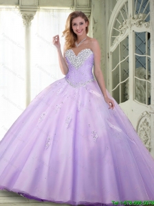 2015 Summer Top Seller Beaded and Appliques Quinceanera Dresses in Lavender