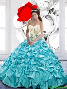Elegant Pick Ups and Beaded Quinceanera Dresses with Hand Made Flowers For 2015 Fall
