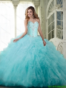 Beautiful Ball Gown Sweetheart Quinceanera Dresses with Beading and Ruffles For 2015 Summer