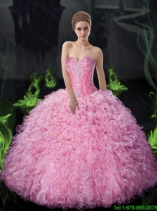 Luxurious Ball Gown Beaded and Ruffles Quinceanera Dresses For 2015 Summer