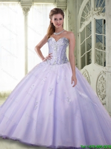 Luxurious Beaded Sweetheart Quinceanera Dresses in Lavender for 2015 Summer
