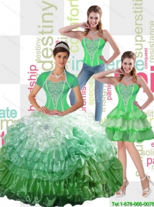 Puffy 2015 Summer Ball Gown Quinceanera Dress with Ruffled Layers