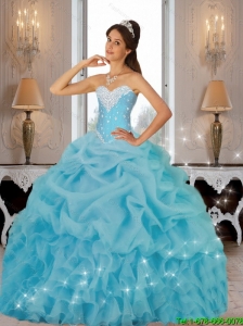 Beautiful 2015 Summer Beaded Quinceanera Dresses in Baby Blue