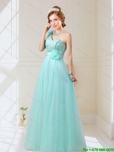 2015 Empire Lace Up Hand Made Flowers Prom Dresses in Mint