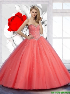 2015 Pretty Sweetheart Ball Gown Beaded Sweet 15 Dresses