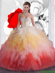 Beautiful Sweetheart Beaded Quinceanera Dresses in Multi Color for 2015